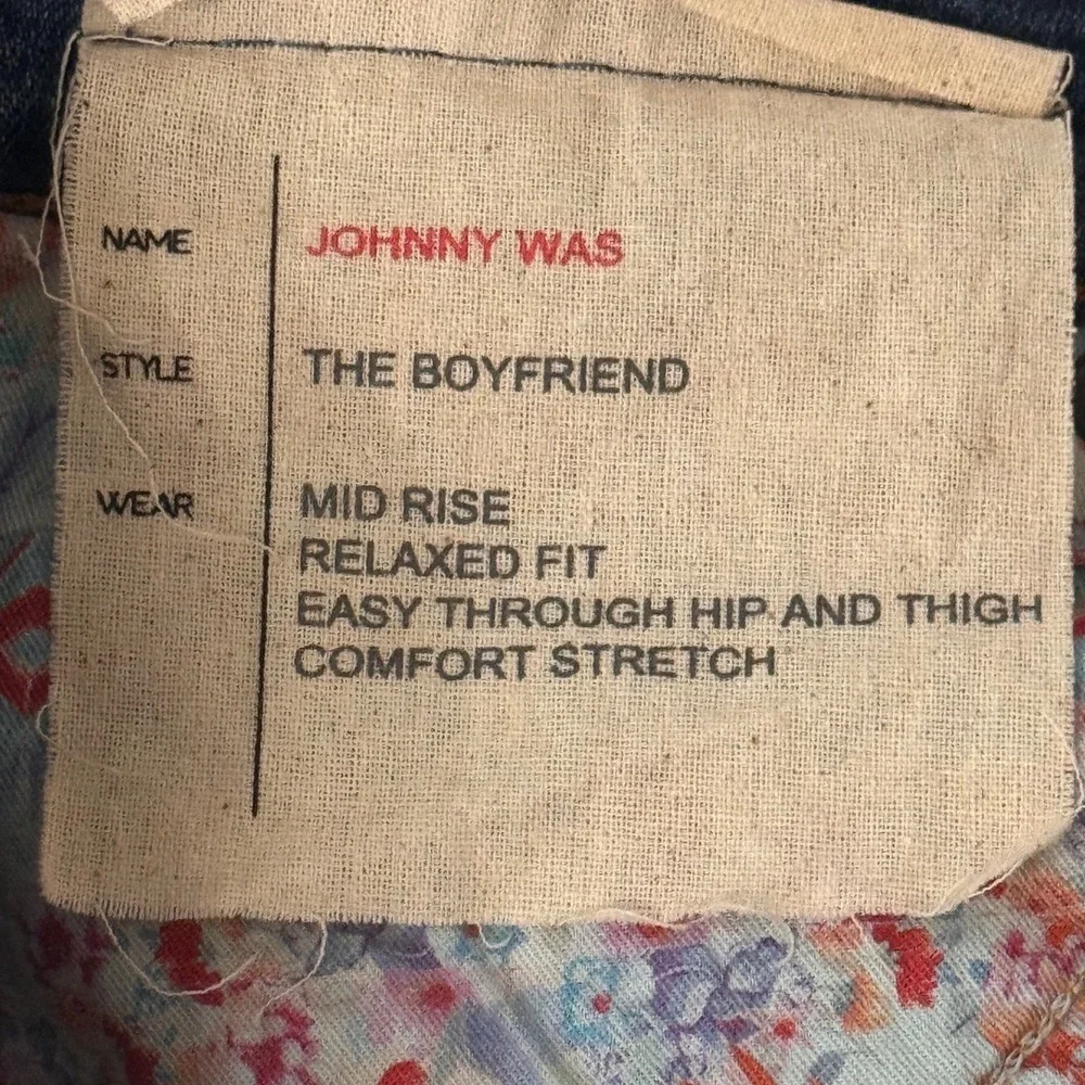 Johnny Was Blue Patchwork Boyfriend Jeans